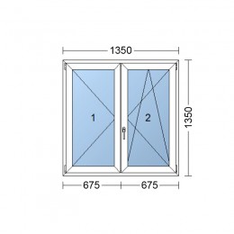 Dvoukřídlé Plastové okno | 135 x 135 cm (1350 x 1350 mm) | bílé |otevíravé i sklopné | pravé