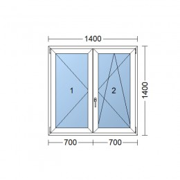 Dvoukřídlé Plastové okno | 140 x 140 cm (1400 x 1400 mm) | bílé |otevíravé i sklopné | pravé
