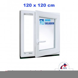 Plastové okno | 120 x 120 cm (1200 x 1200 mm) | bílé |otevíravé i sklopné | pravé