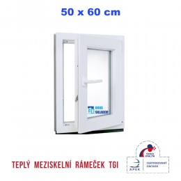 Plastové okno | 50 x 60 cm (500 x 600 mm) | bílé |otevíravé i sklopné | pravé