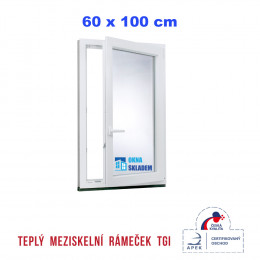 Plastové okno | 60 x 100 cm (600 x 1000 mm) | bílé |otevíravé i sklopné | pravé