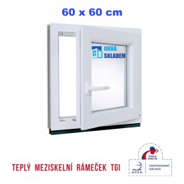 Plastové okno | 60 x 60 cm (600 x 600 mm) | Bílé / Antracit |otevíravé i sklopné | pravé