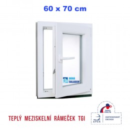 Plastové okno | 60 x 70 cm (600 x 700 mm) | Bílé / Antracit |otevíravé i sklopné | pravé