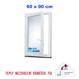 Plastové okno | 60x90 cm (600x900 mm) | bílé | otevíravé i sklopné | levé