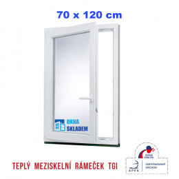 Plastové okno | 70x120 cm (700x1200 mm) | bílé | otevíravé i sklopné | levé