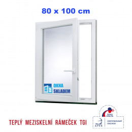 Plastové okno | 80x100 cm (800x1000 mm) | bílé | otevíravé i sklopné | levé