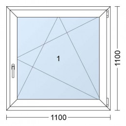 Plastové okno | 110 x 110 cm (1100 x 1100 mm) | Bílé / Antracit |otevíravé i sklopné | pravé