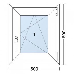 Plastové okno | 50 x 60 cm (500 x 600 mm) | Bílé / Antracit |otevíravé i sklopné | pravé