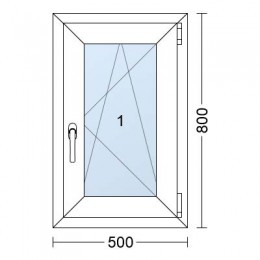 Plastové okno | 50 x 80 cm (500 x 800 mm) | Bílé / Antracit |otevíravé i sklopné | pravé