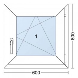 Plastové okno | 60 x 60 cm (600 x 600 mm) | Bílé / Antracit |otevíravé i sklopné | pravé