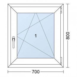 Plastové okno | 70 x 80 cm (700 x 800 mm) | Bílé / Antracit |otevíravé i sklopné | pravé