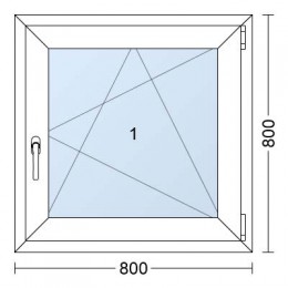 Plastové okno | 80 x 80 cm (800 x 800 mm) | Bílé / Antracit |otevíravé i sklopné | pravé