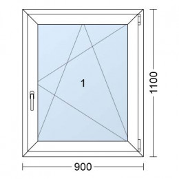 Plastové okno | 90 x 110 cm (900 x 1100 mm) | Bílé / Antracit |otevíravé i sklopné | pravé