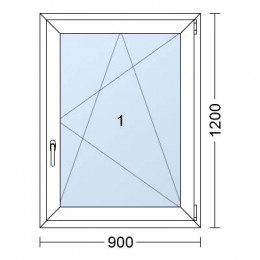 Plastové okno | 90 x 120 cm (900 x 1200 mm) | Bílé / Antracit |otevíravé i sklopné | pravé